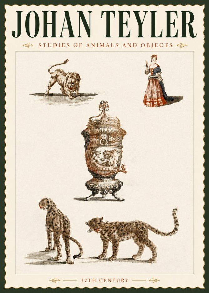 Johan Teyler Studies of Animals and Objects No5 - Juliste
