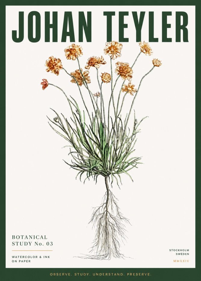 Johan Teyler Botanical Study No. 01 No3 - Juliste