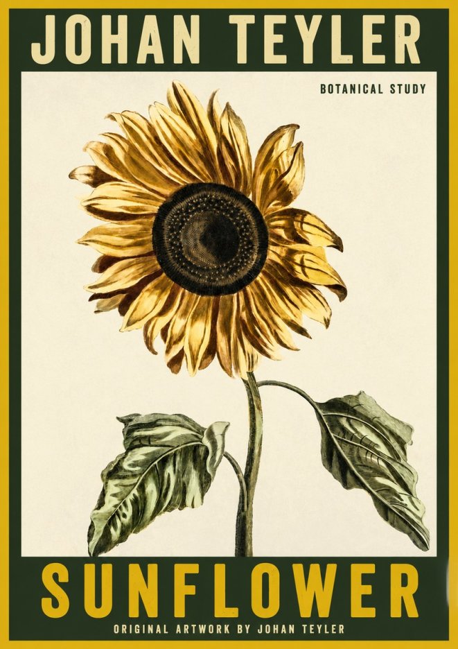Johan Teyler Sunflower - Botanical Study No2 - Juliste
