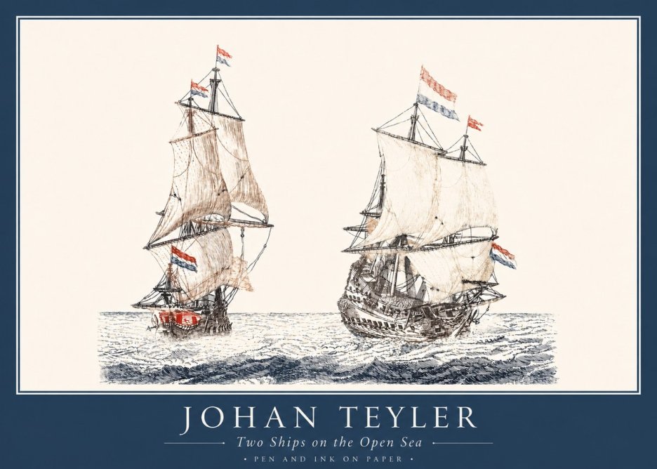 Johan Teyler Two Ships on the Open Sea No1 - Juliste