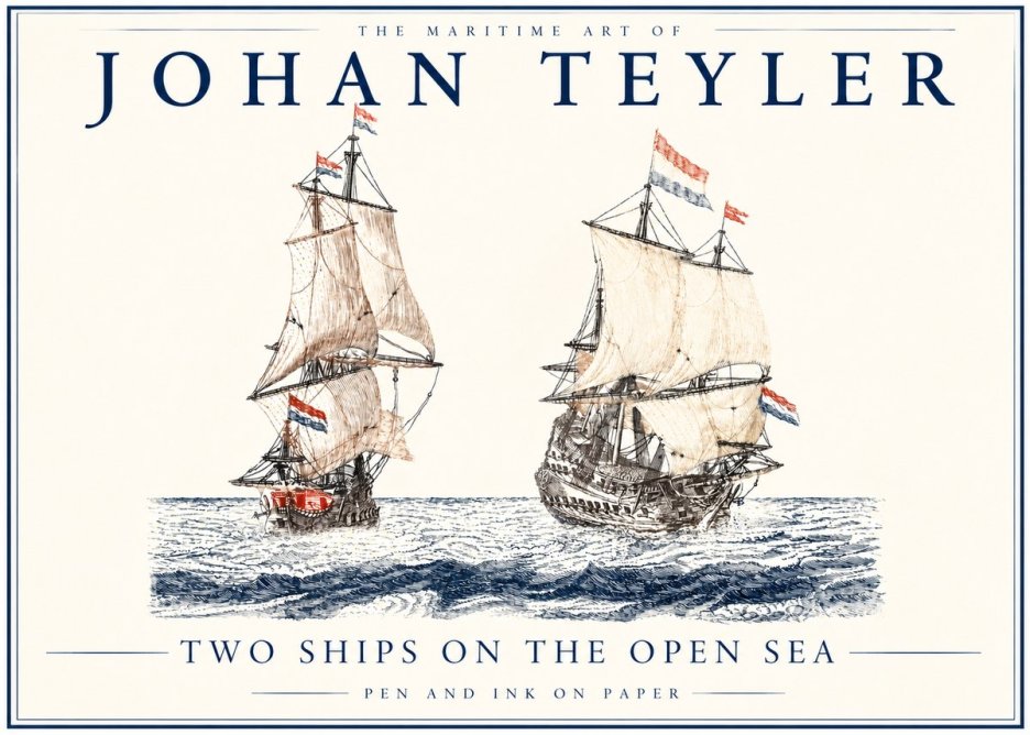 Johan Teyler Two Ships on the Open Sea No3 - Juliste