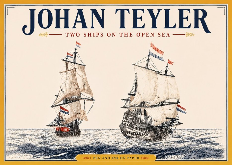 Johan Teyler Two Ships on the Open Sea No5 - Juliste