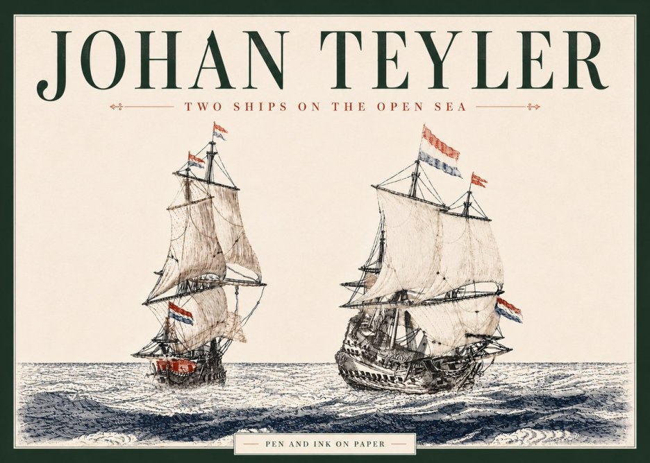 Johan Teyler Two Ships on the Open Sea No6 - Juliste