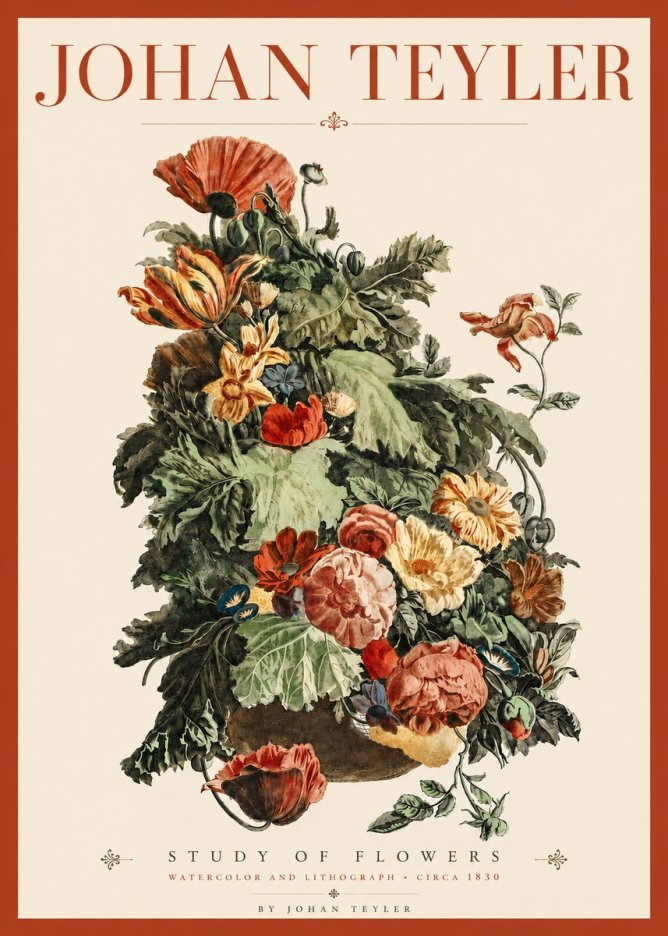 Johan Teyler Study of Flowers No4 - Juliste