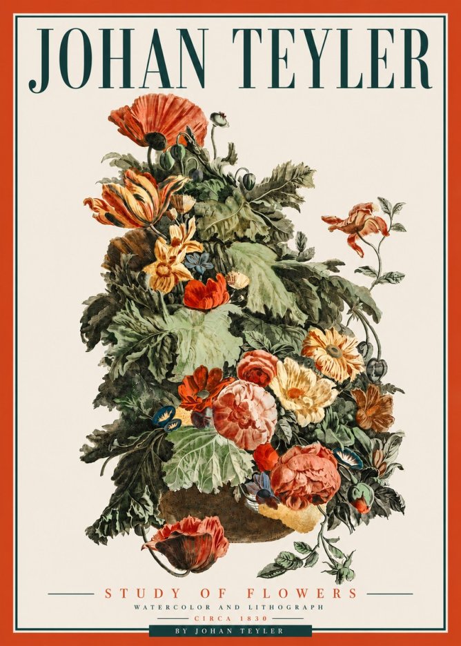 Johan Teyler Study of Flowers No5 - Juliste