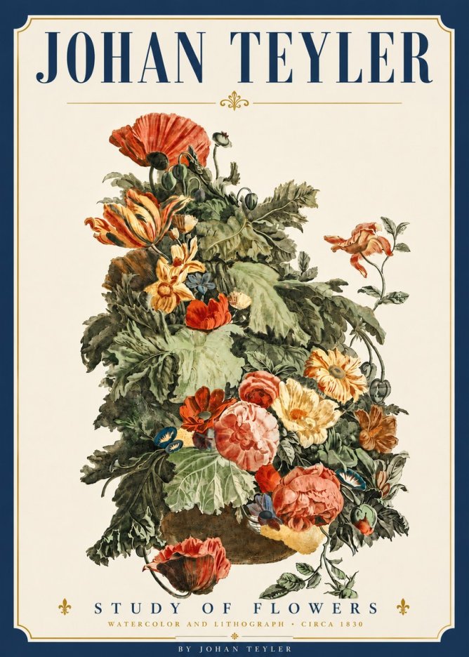 Johan Teyler Study of Flowers No6 - Juliste