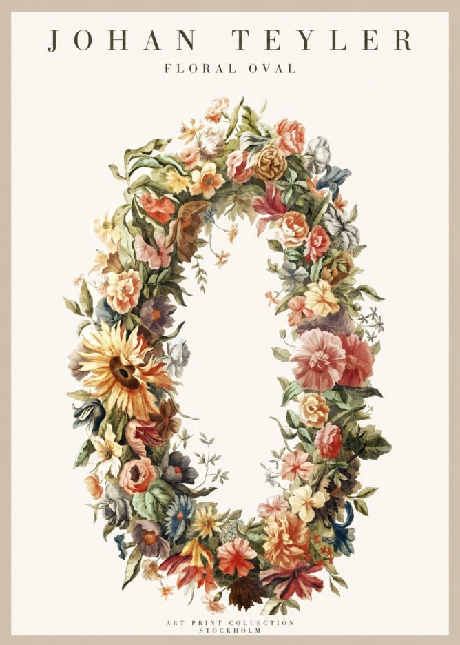 Johan Teyler Floral Oval No1 - Juliste