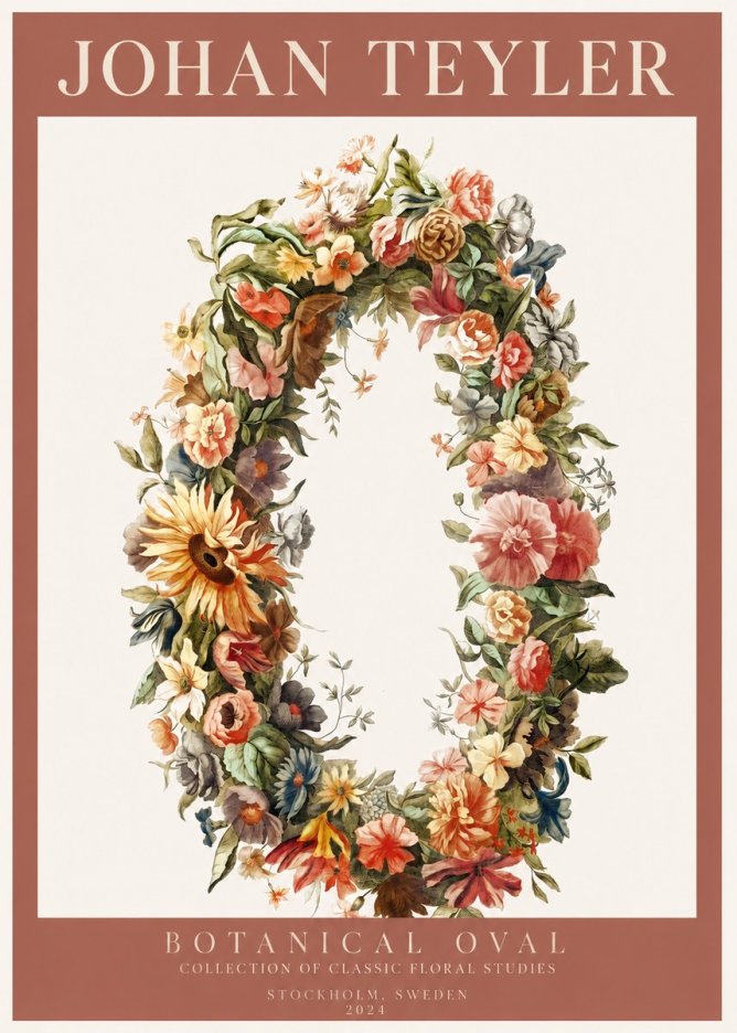 Johan Teyler Floral Oval No3 - Juliste