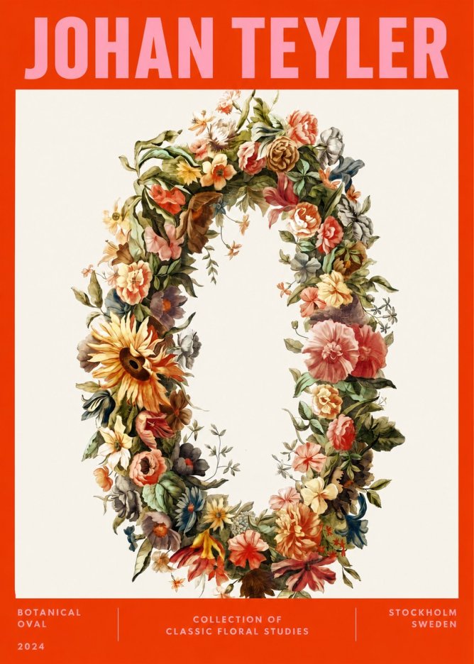 Johan Teyler Floral Oval No4 - Juliste