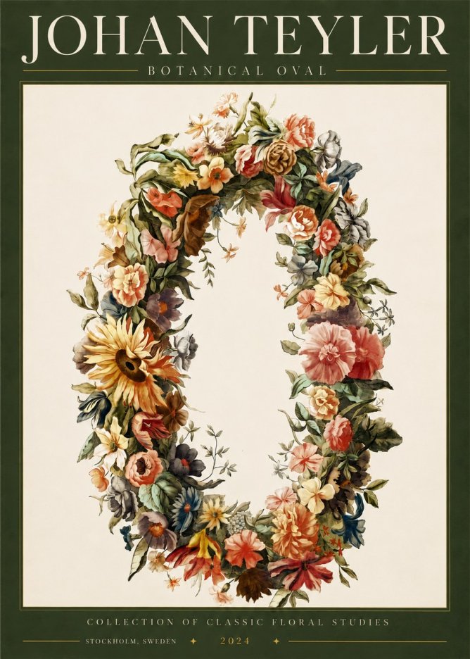 Johan Teyler Floral Oval No5 - Juliste