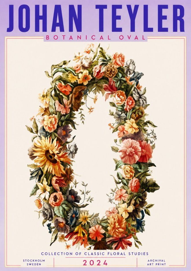 Johan Teyler Floral Oval No6 - Juliste
