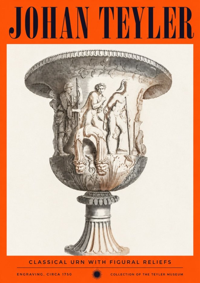 Johan Teyler Classical Urn with Figural Reliefs I No2 - Juliste