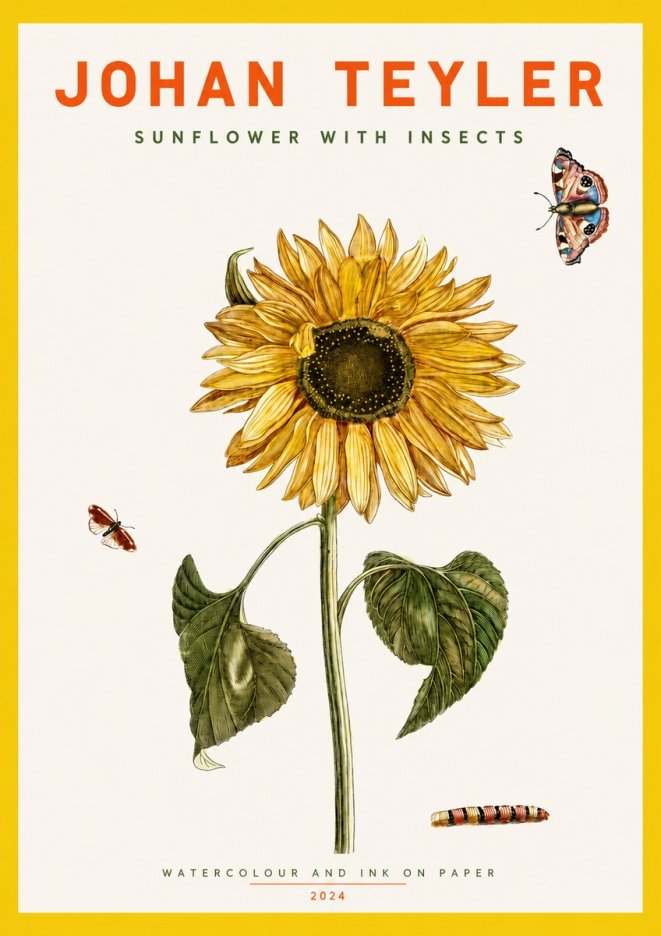 Johan Teyler Sunflower with Insects No2 - Juliste