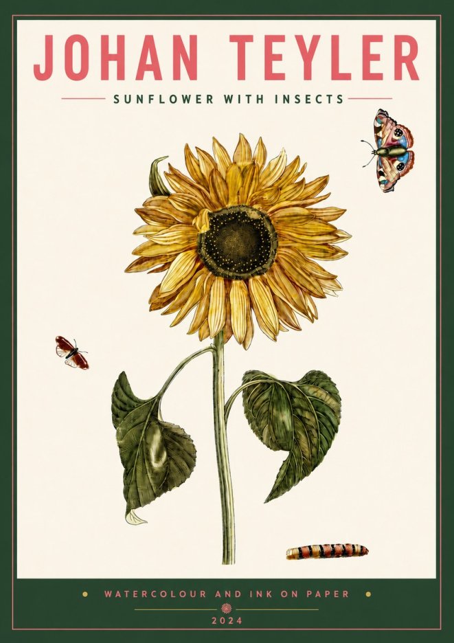 Johan Teyler Sunflower with Insects No5 - Juliste