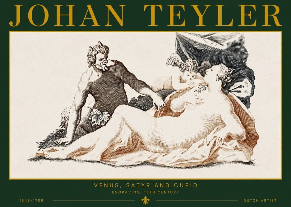 Johan Teyler Venus, Satyr and Cupid No2 - Juliste