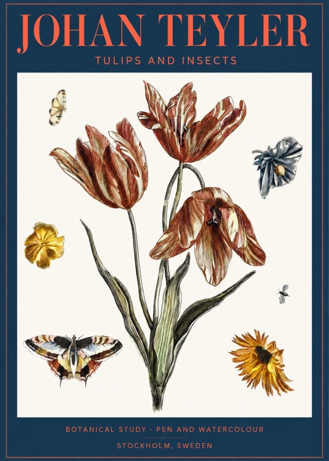 Johan Teyler Tulips and Insects No2 - Juliste