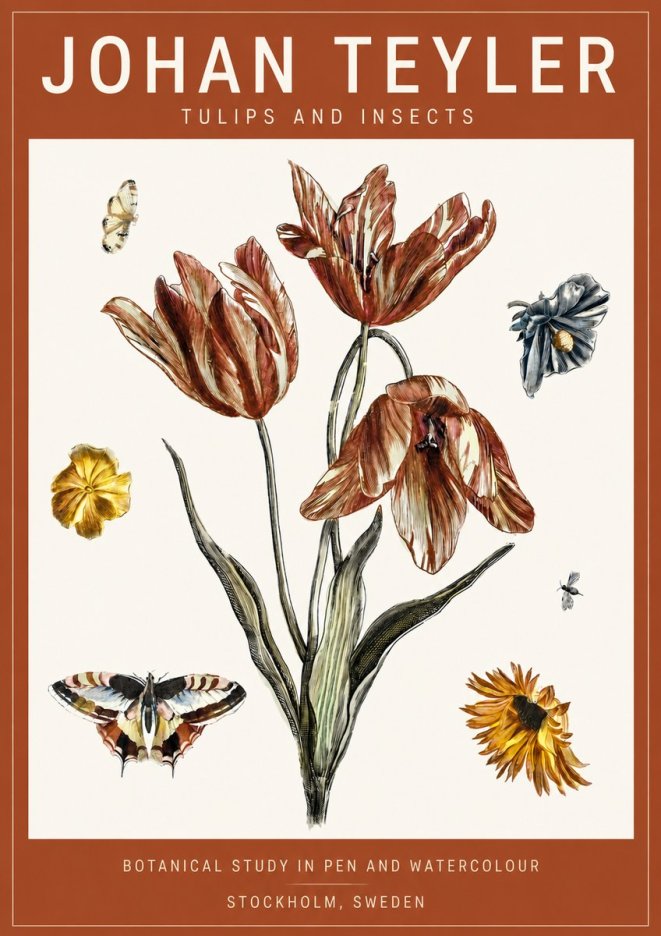 Johan Teyler Tulips and Insects No4 - Juliste