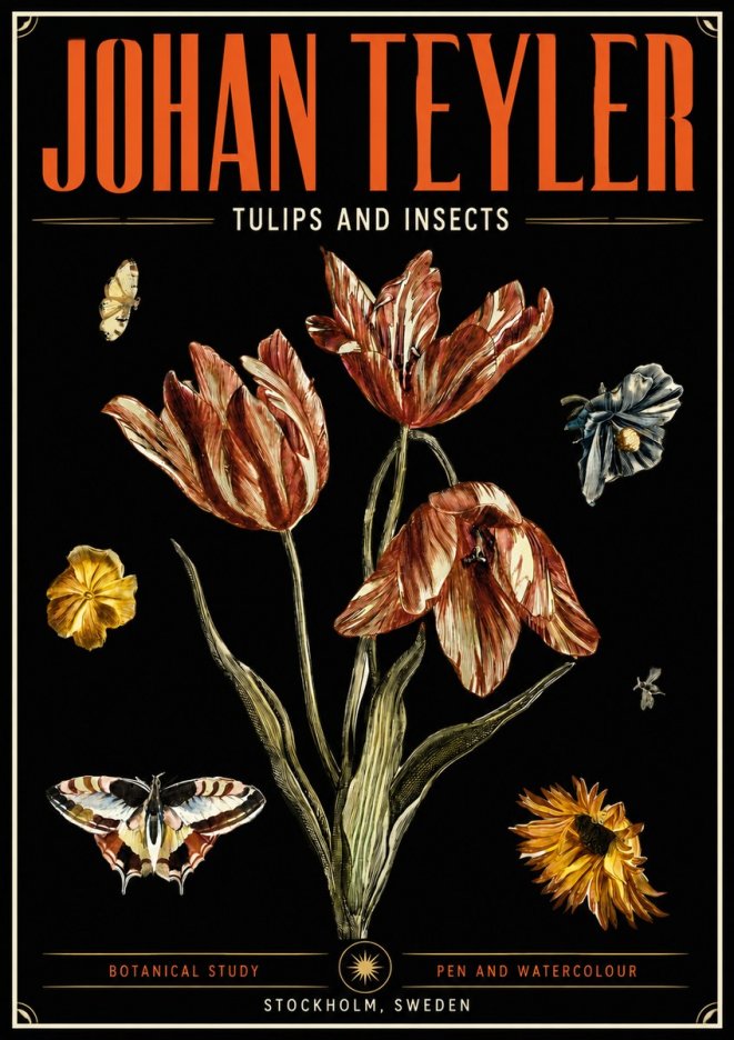 Johan Teyler Tulips and Insects No5 - Juliste