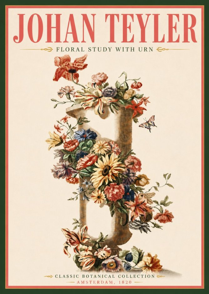 Johan Teyler Floral Study with Urn No5 - Juliste