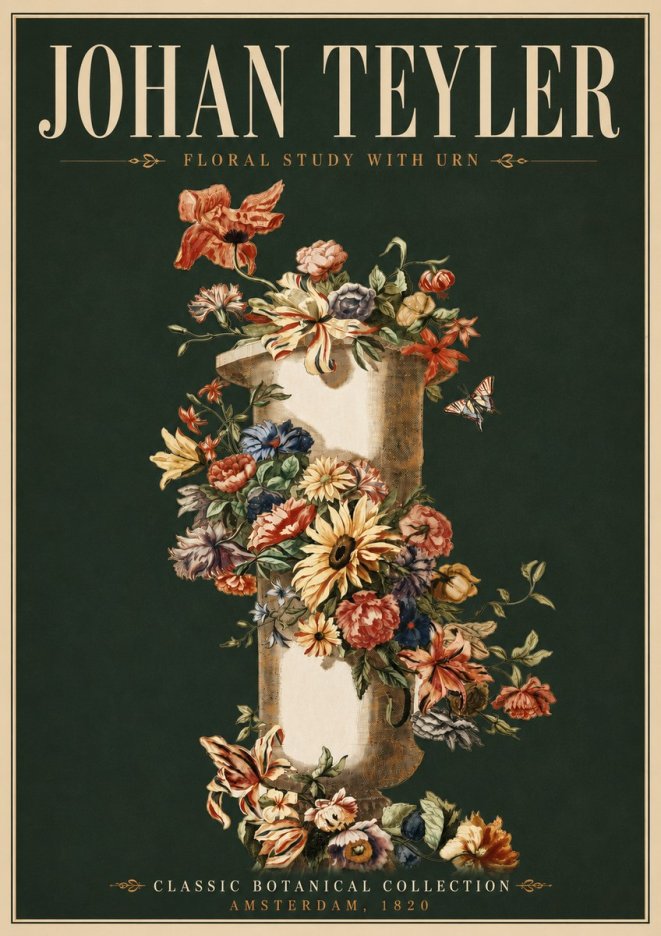 Johan Teyler Floral Study with Urn No6 - Juliste