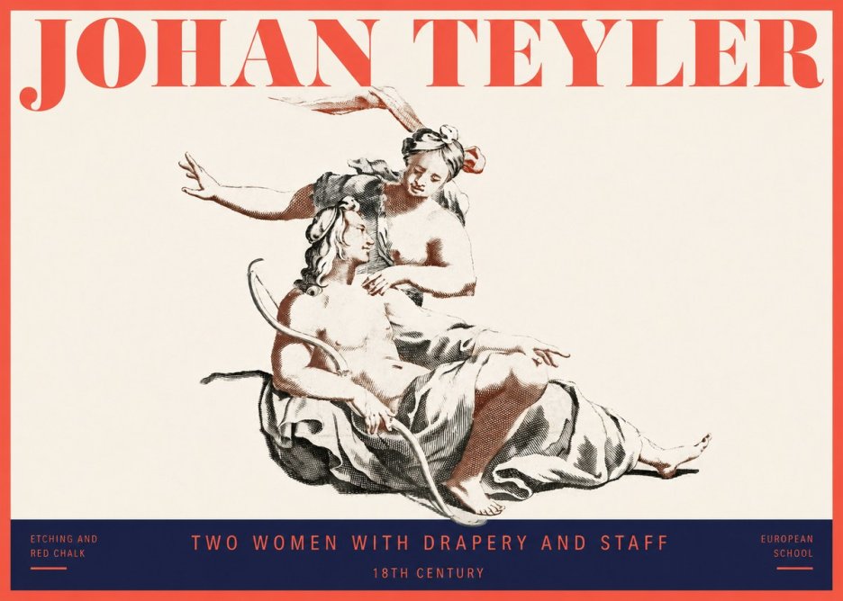 Johan Teyler Two Women with Drapery and Staff No2 - Juliste