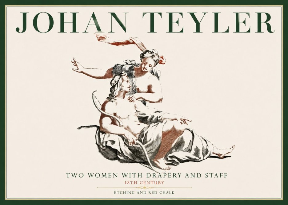 Johan Teyler Two Women with Drapery and Staff No4 - Juliste