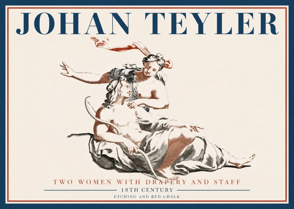 Johan Teyler Two Women with Drapery and Staff No5 - Juliste