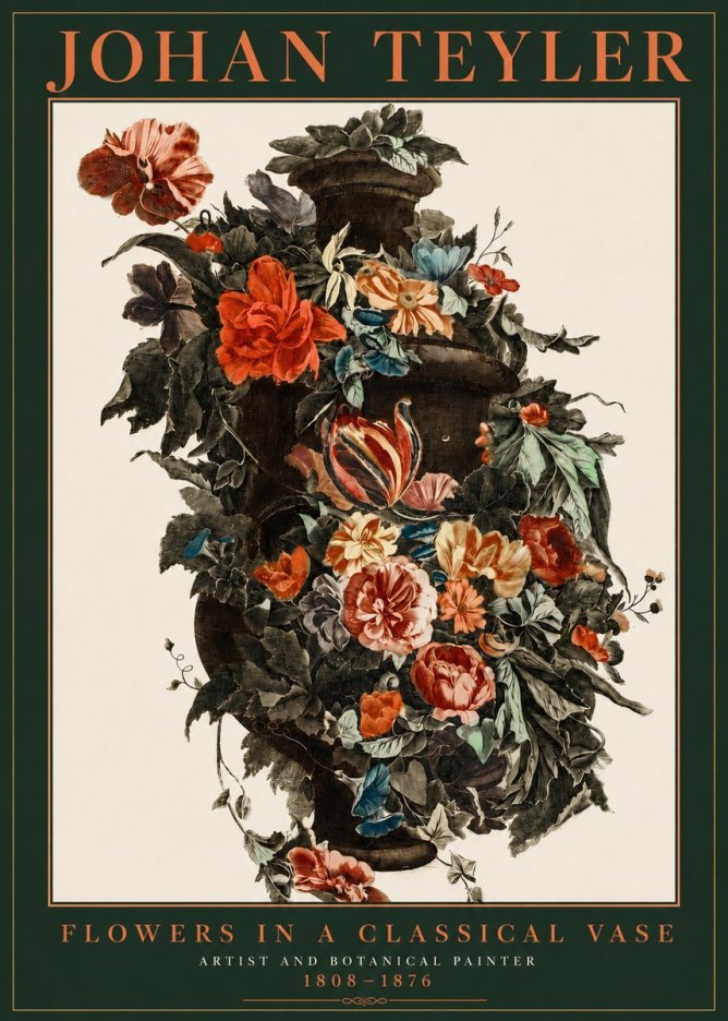 Johan Teyler Flowers in a Classical Vase No2 - Juliste
