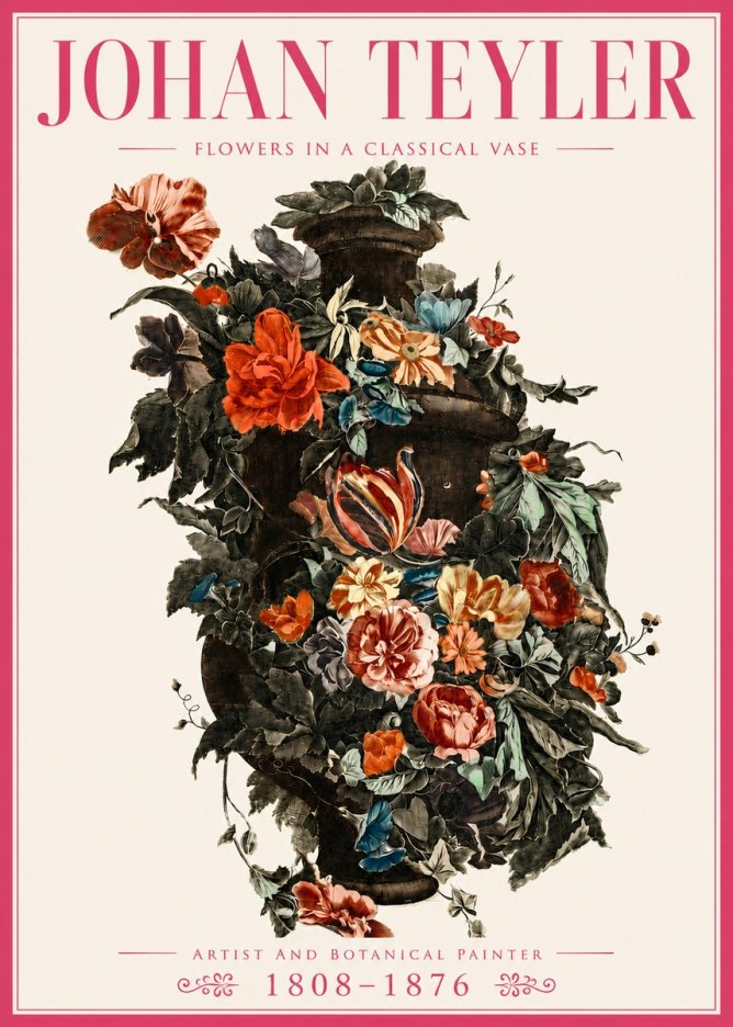 Johan Teyler Flowers in a Classical Vase No4 - Juliste