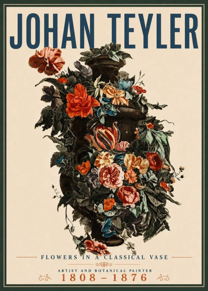 Johan Teyler Flowers in a Classical Vase No5 - Juliste
