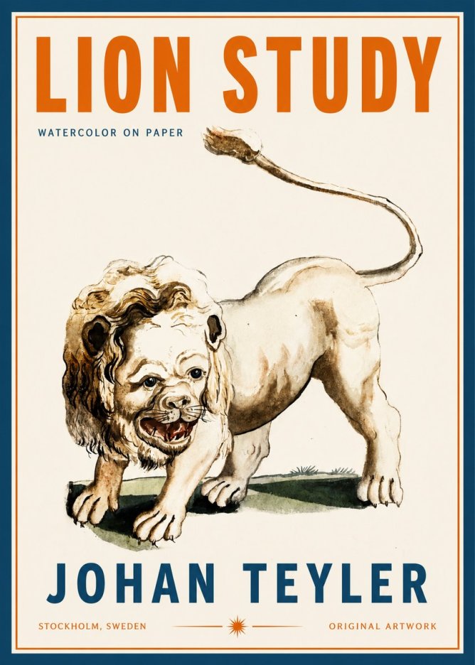 Johan Teyler Lion Study No2 - Juliste