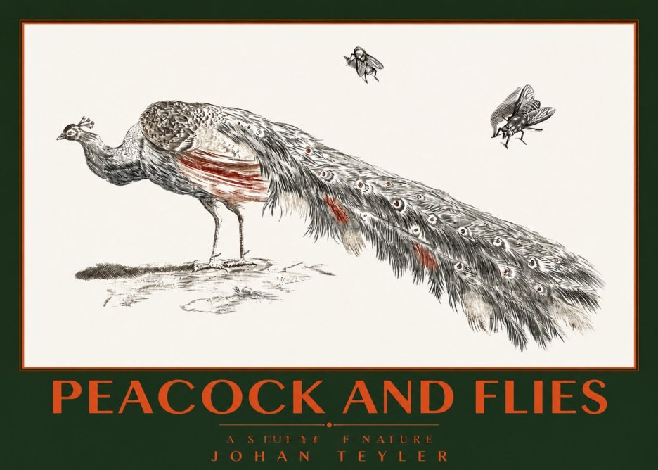 Johan Teyler Peacock and Flies - Animal Study No2 - Juliste