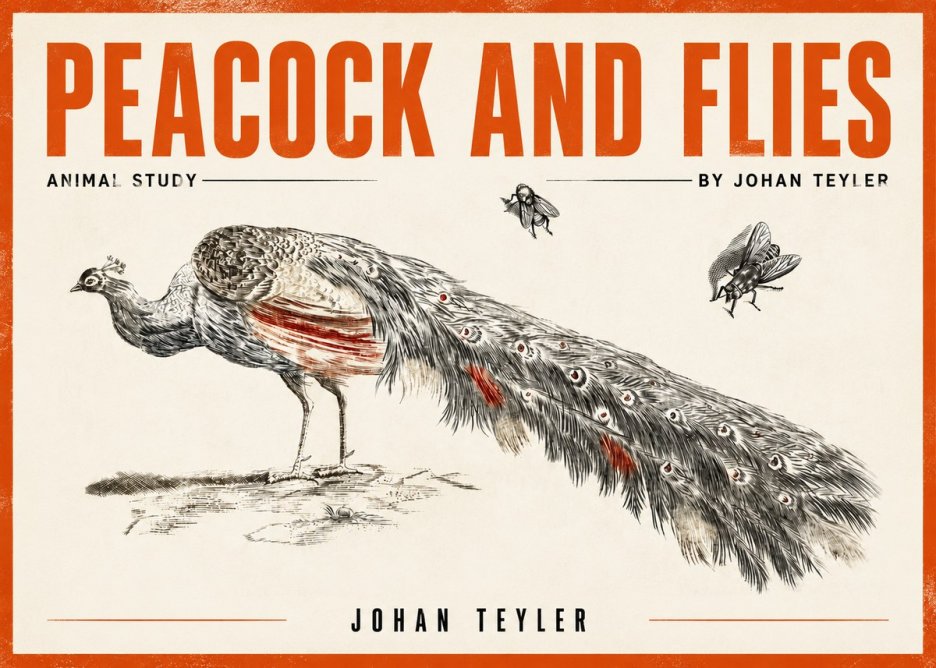 Johan Teyler Peacock and Flies - Animal Study No3 - Juliste