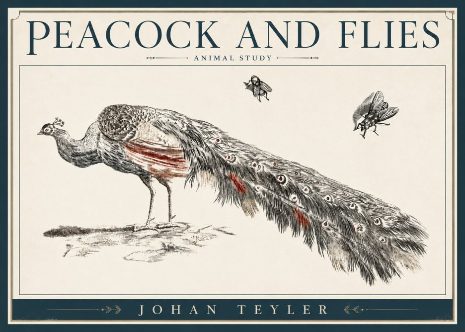 Johan Teyler Peacock and Flies - Animal Study No4 - Juliste