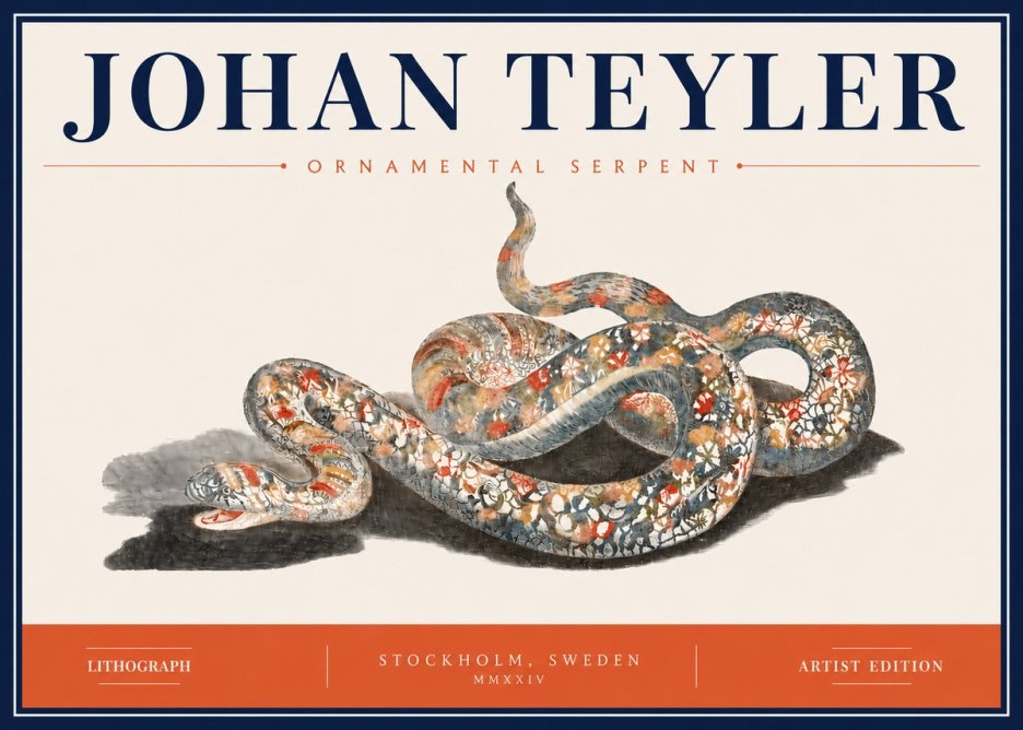 Johan Teyler Ornamental Serpent No4 - Juliste