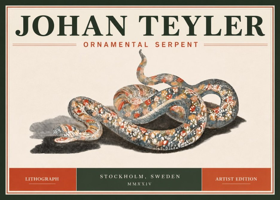 Johan Teyler Ornamental Serpent No5 - Juliste
