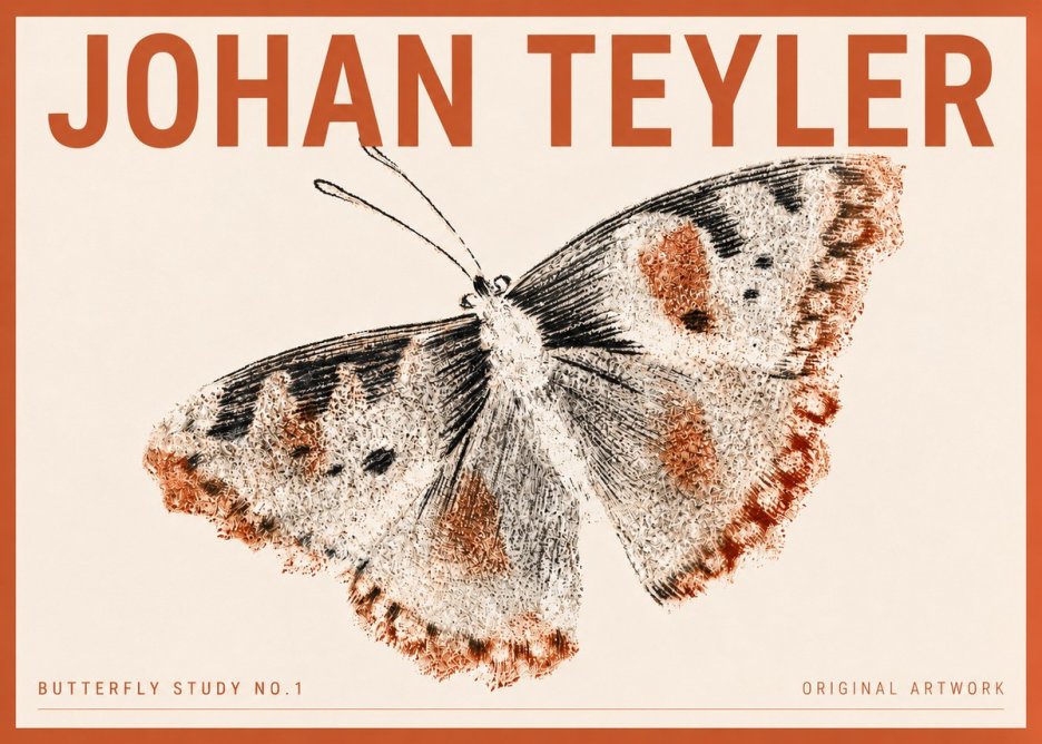 Johan Teyler Butterfly Study No.1 No4 - Juliste