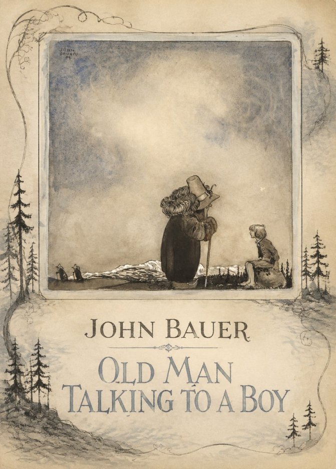 John Bauer Old Man Talking to a Boy No2 - Juliste