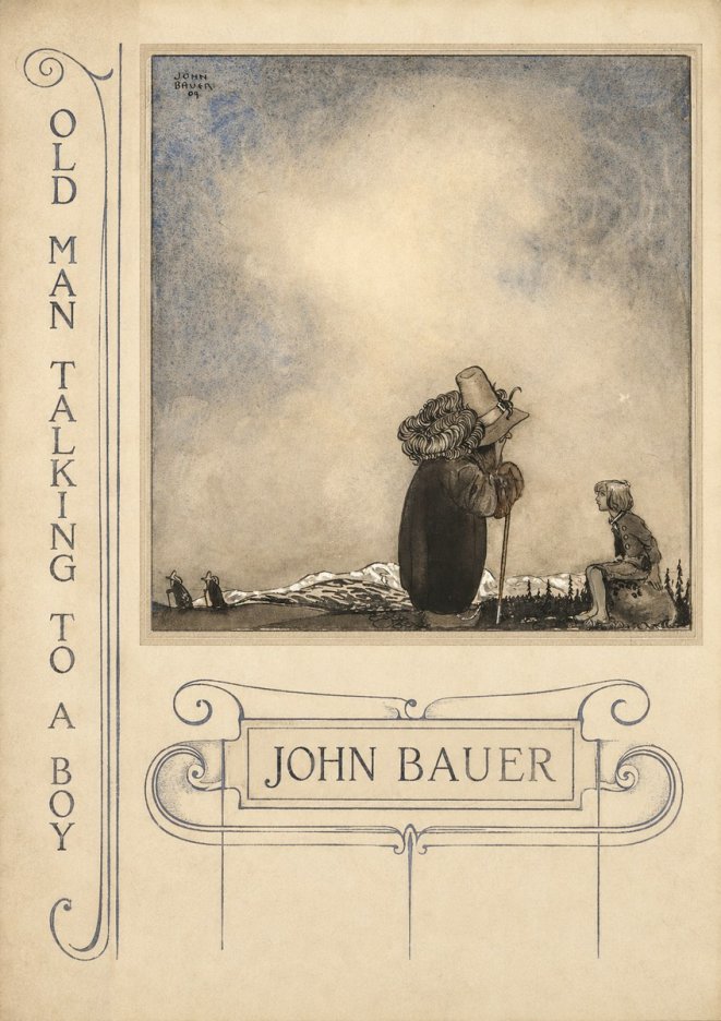 John Bauer Old Man Talking to a Boy No3 - Juliste