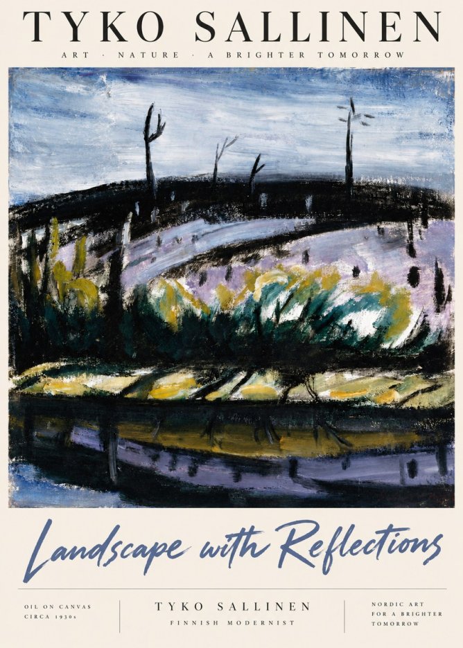 Tyko Sallinen Landscape with Reflections No4 - Juliste
