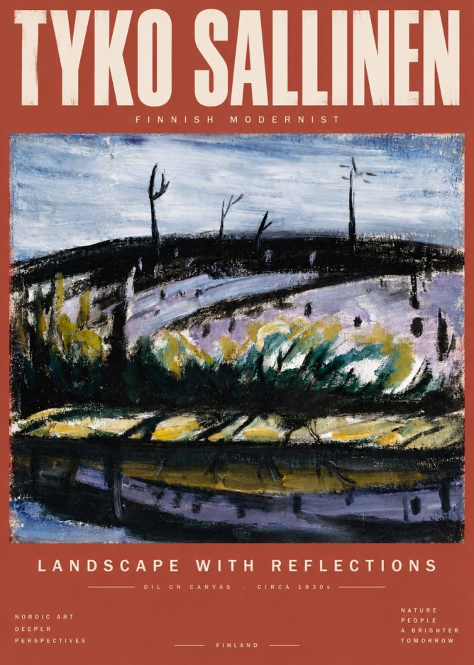 Tyko Sallinen Landscape with Reflections No5 - Juliste