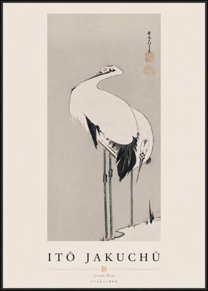 Itō Jakuchū Crane Pair No3 - Juliste