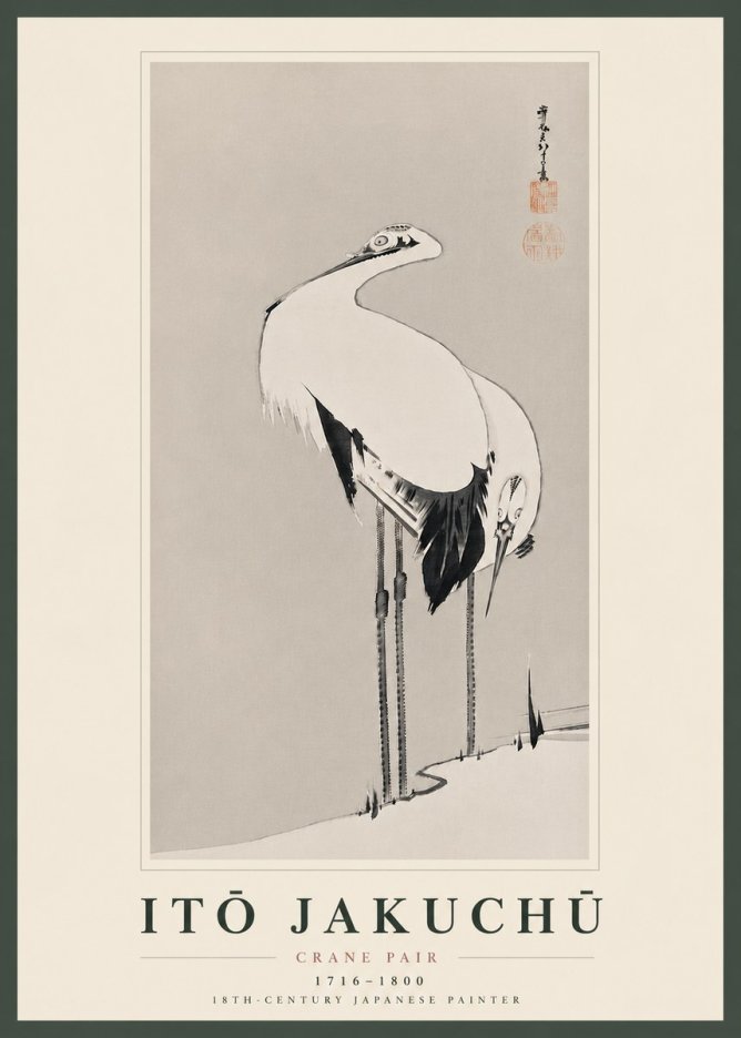 Itō Jakuchū Crane Pair No8 - Juliste
