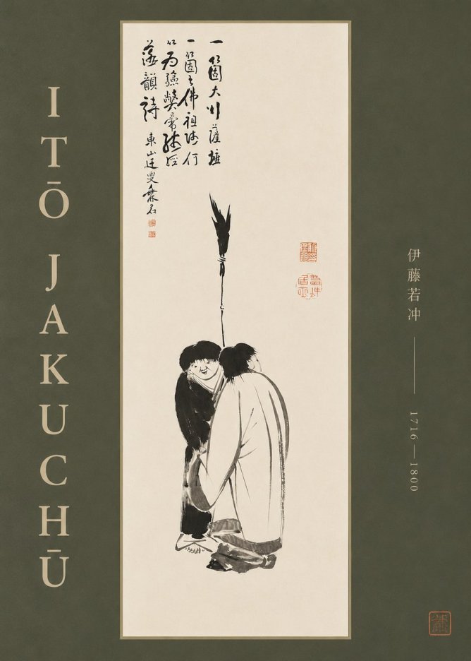 Itō Jakuchū Two Figures Holding a Staff No2 - Juliste