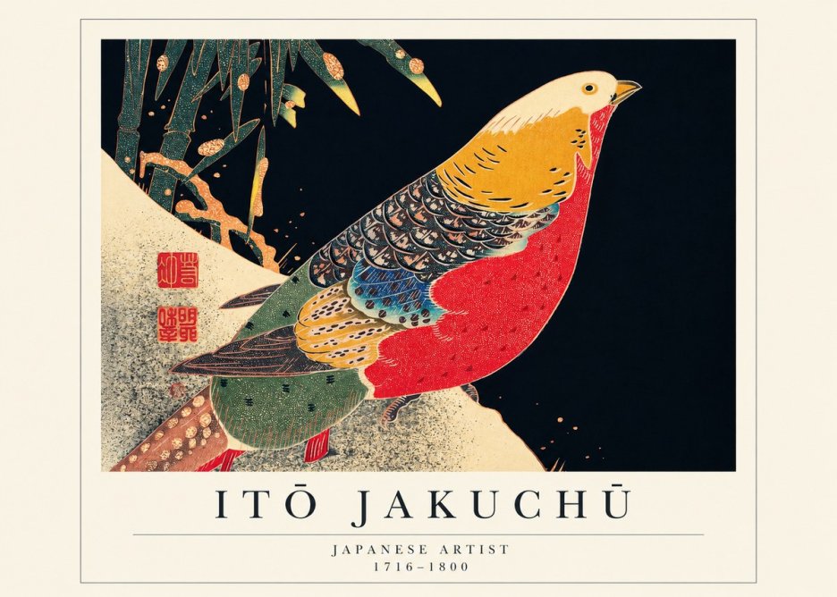 Itō Jakuchū Golden Pheasant and Bamboo No1 - Juliste