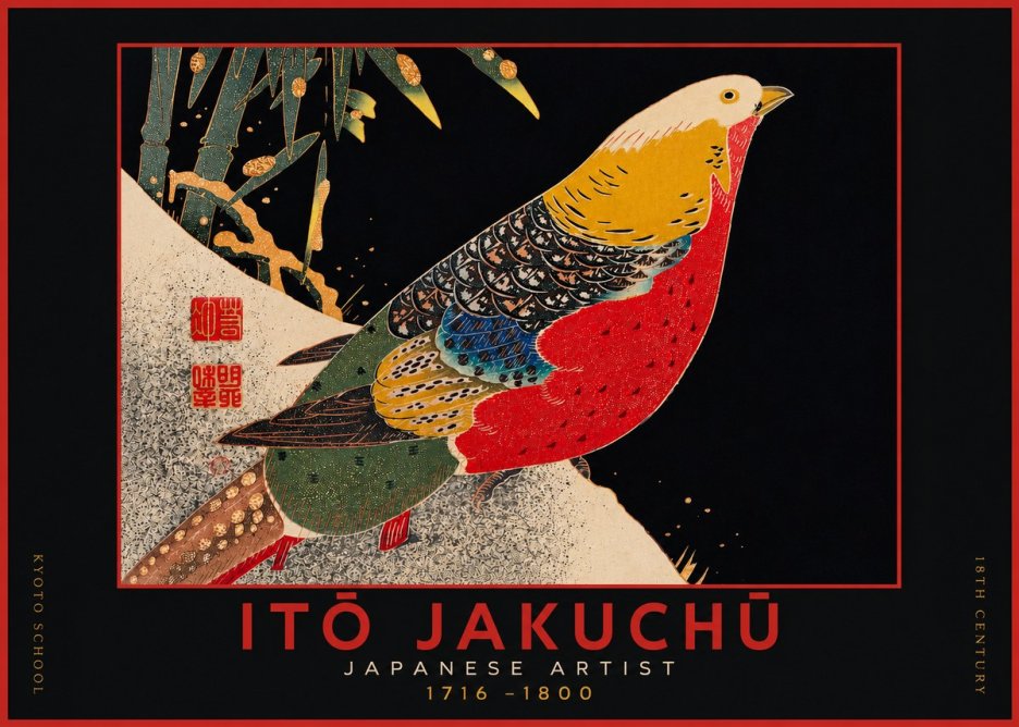 Itō Jakuchū Golden Pheasant and Bamboo No4 - Juliste