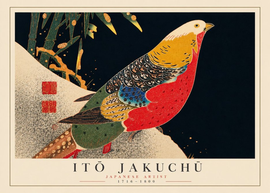 Itō Jakuchū Golden Pheasant and Bamboo No5 - Juliste