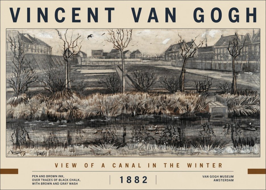 Van Gogh View of a Canal in the Winter No2 - Juliste
