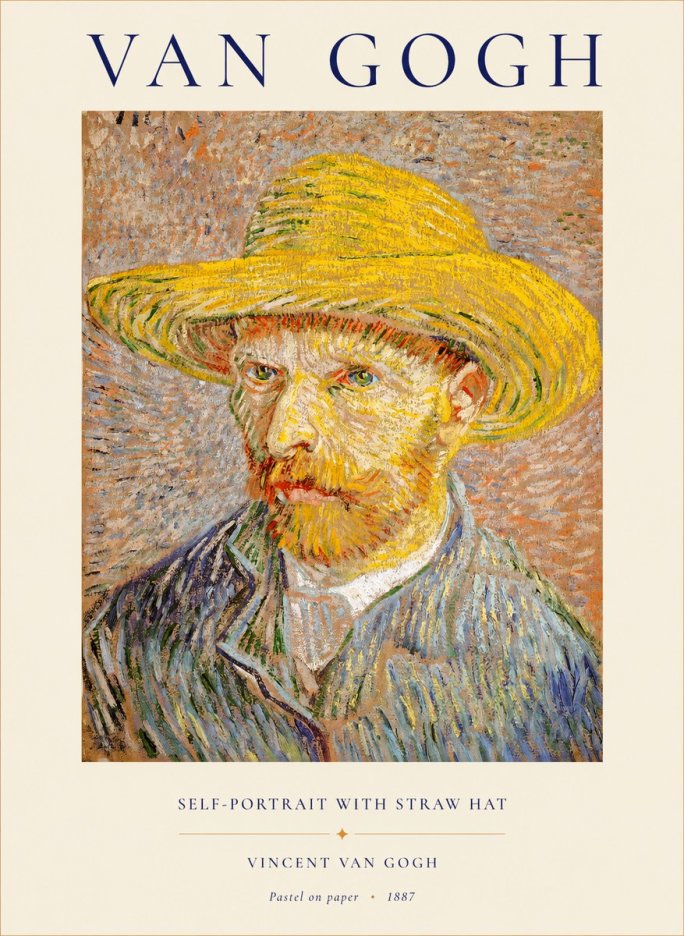 Van Gogh Self-portrait with Straw Hat I No1 - Juliste