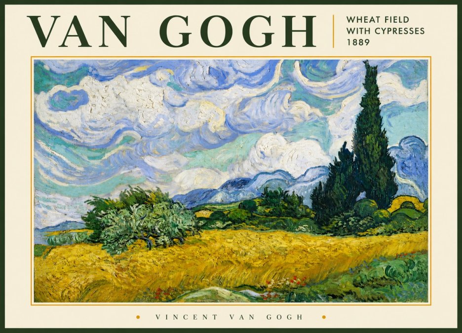 Van Gogh Wheat Field with Cypresses, 1889 No5 - Juliste